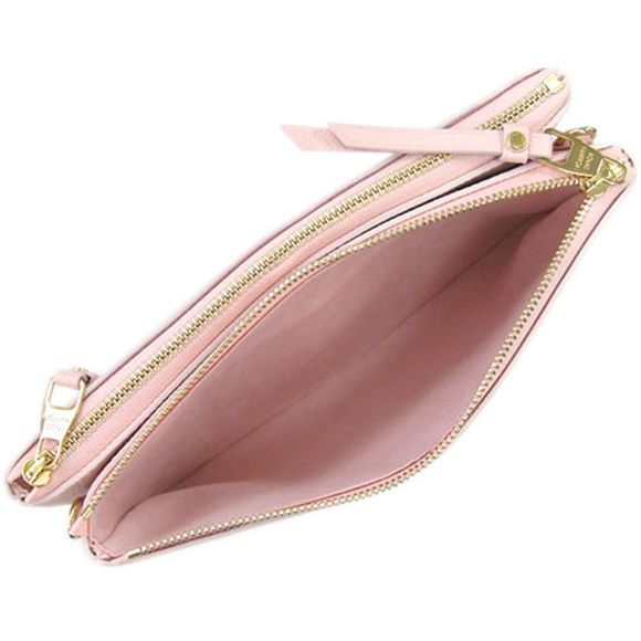 Bag Monogram Implant Pochette Double Zip Rose Candy Pink Shoulder Pouch Clutch - Picture 7 of 9